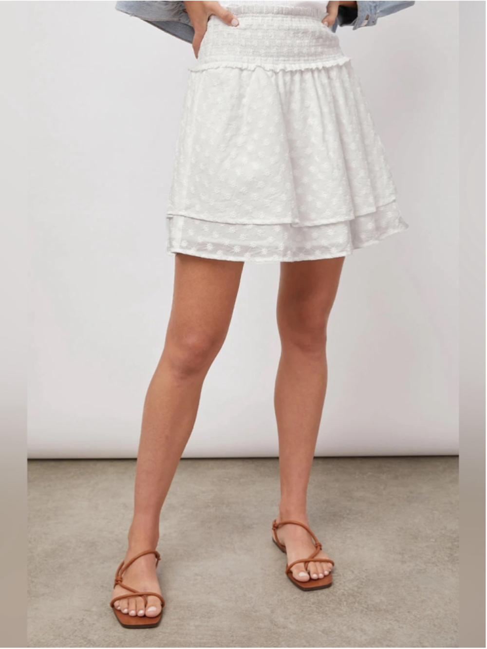 Rails Addison Skirt In White Embroidered Daisies Size XL